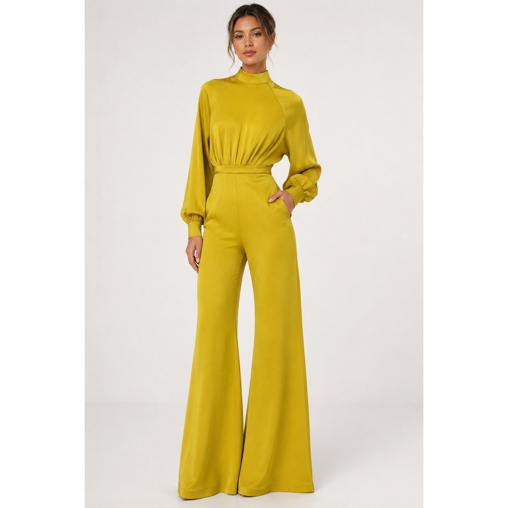 Ieena Mac Duggal 26685 Chartreuse Formal Wide Leg Jumpsuit Size 2 NWT